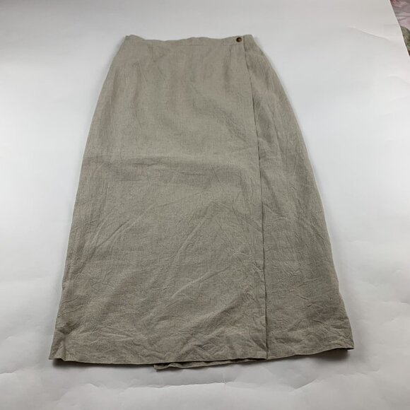 Vintage Requirements Natural Linen Wrap Maxi Skirt 14 USA Made - Picture 1 of 5